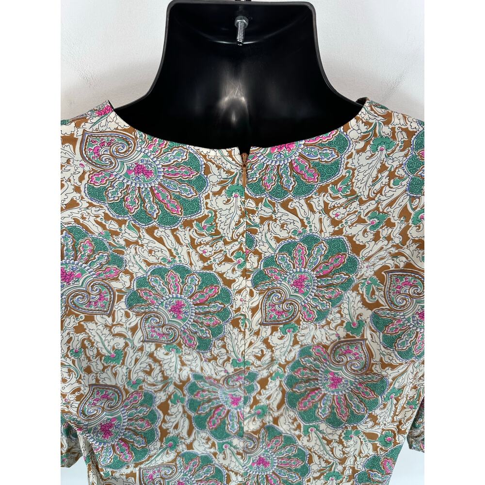 Veronica Beard Henrieta Floral Top Silk Stretch Sz 12 Half Sleeve V Neck Preppy - Picture 15 of 15